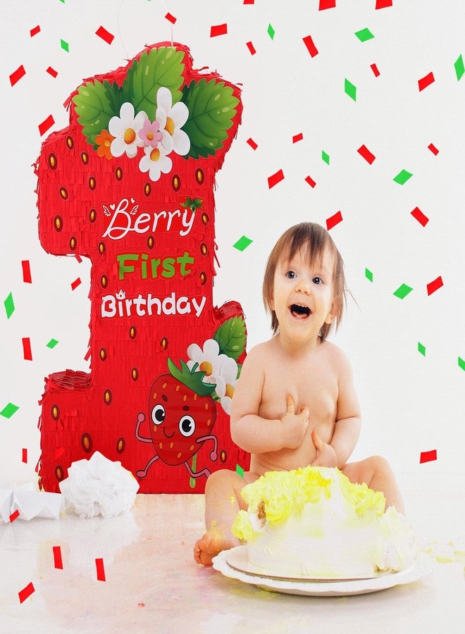 Soulchen Berry First Birthday Piñata Party Decorations Strawberry Theme 1st Piñata with Batting Stick Eye Mask and Confetti for Girls Boys Girls Boys Baby Shower Party Supplies - Image 4